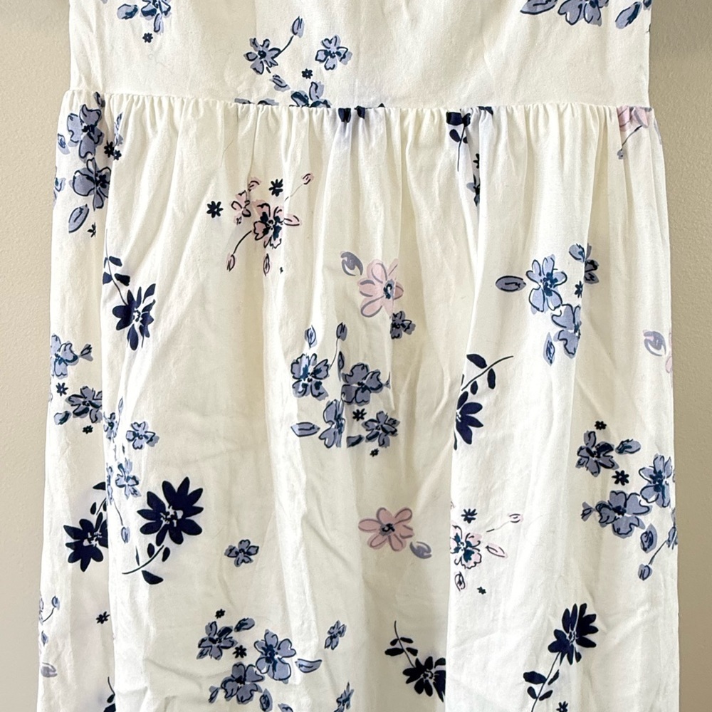 WAYF White Blue Floral Puff Sleeve Tie Back Midi Dress XS - Picture 11 of 15
